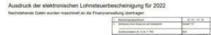 Auszug aus einer Lohnsteuerbescheinigung