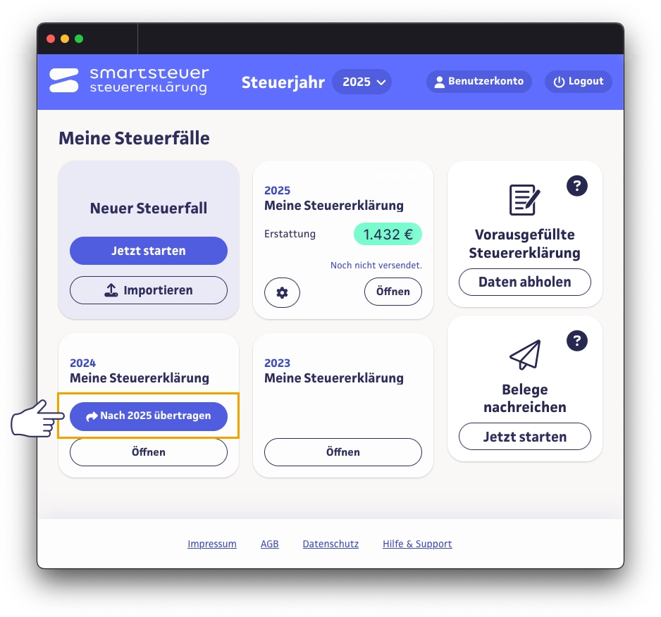 Datenübernahme Steuererklärung 2025