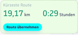 Screenshot der berechneten Route