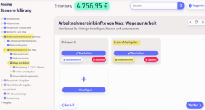 Screenshot der Übersicht