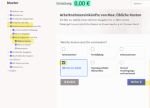 Screenshot Werbungskosten