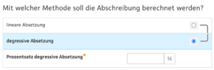 Screenshot "Abschreibung"