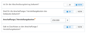 Screenshot "Anschaffungs- und Herstellungskosten"