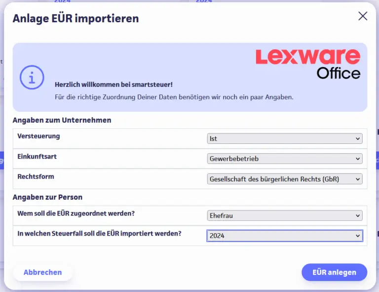 Anlage EÜR importieren