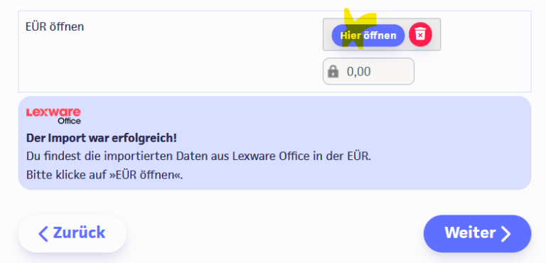 lexoffice import erfolgreich
